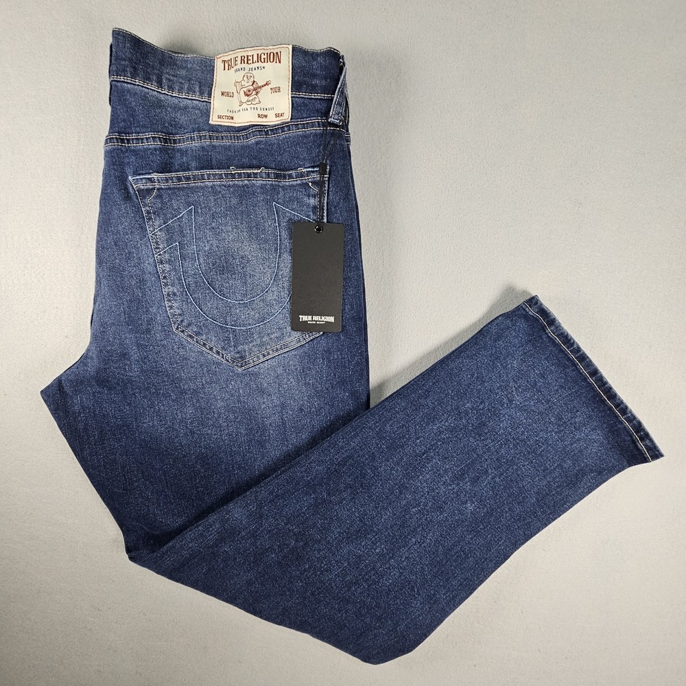 True Religion Bobby Applique Baggy Jeans Mens 34x32 Medium Blaze Wash NWT